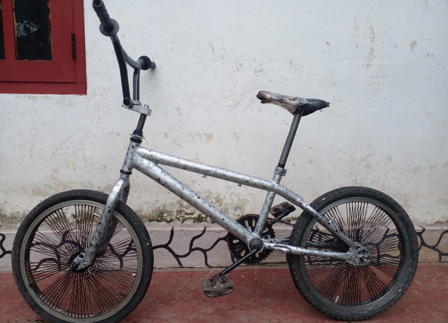 Silver BMX cycle repair